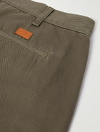 CELINE - Straight-Leg Distressed Cotton-Twill Chinos - Green