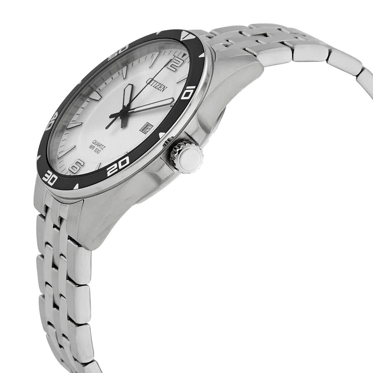Citizen Quartz White Dial Stainless Steel Mens Watch BI5051-51A