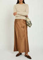 Joseph Isaak Silk Midi Slip Skirt Rust