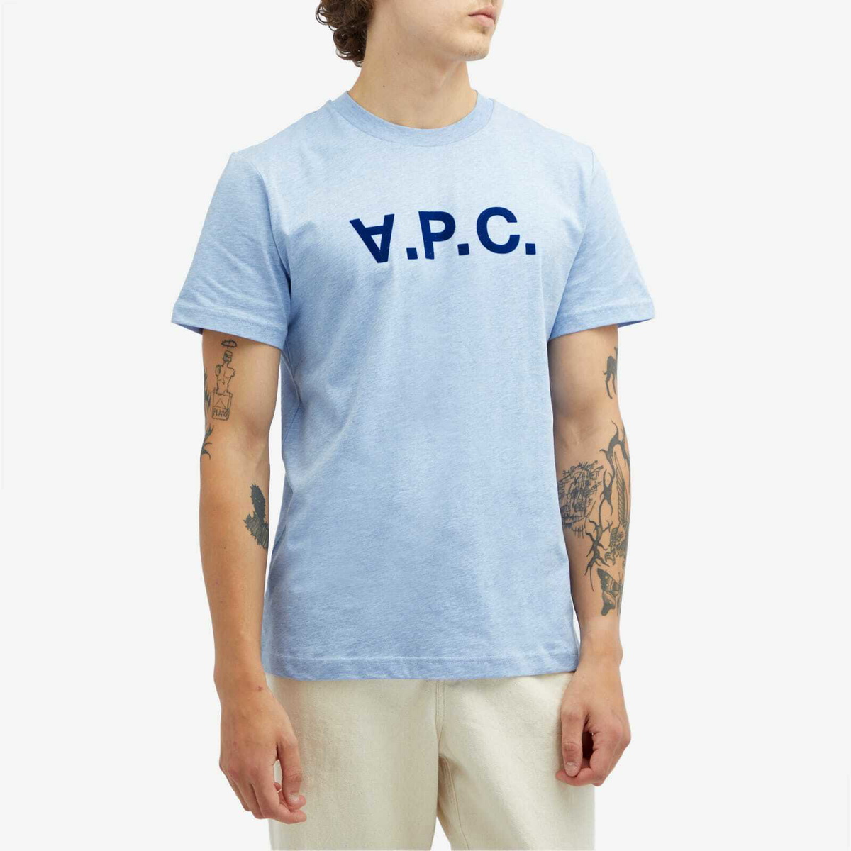 A.P.C. Men's VPC Logo T-Shirt in Sky Blue/Blue A.P.C.