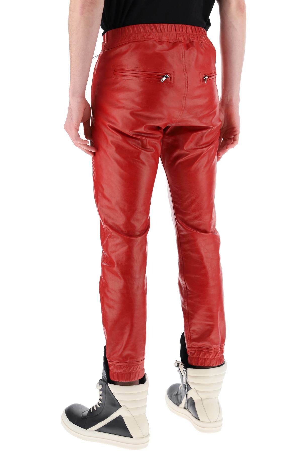 RICK OWENS luxor leather pants for men Red Rick Owens