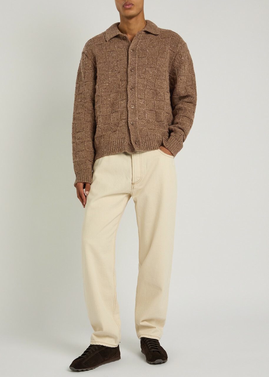 Ymc Rat Pack Wool-blend Cardigan Taupe