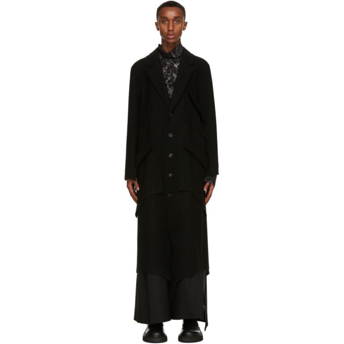 Photo: Sulvam Black Wool Blanket Slit Long Coat