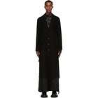 Sulvam Black Wool Blanket Slit Long Coat