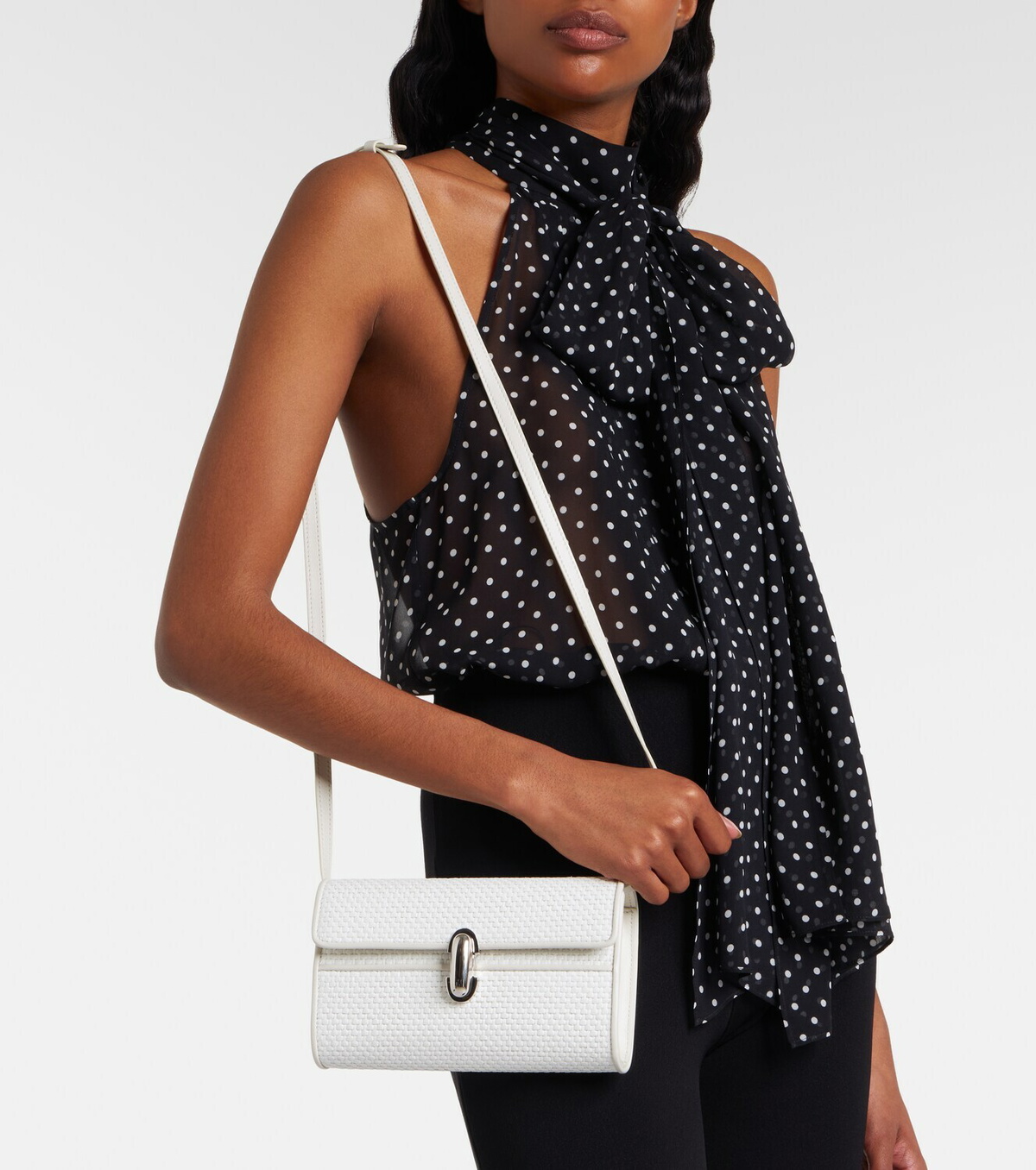 Savette Symmetry Mini raffia crossbody bag