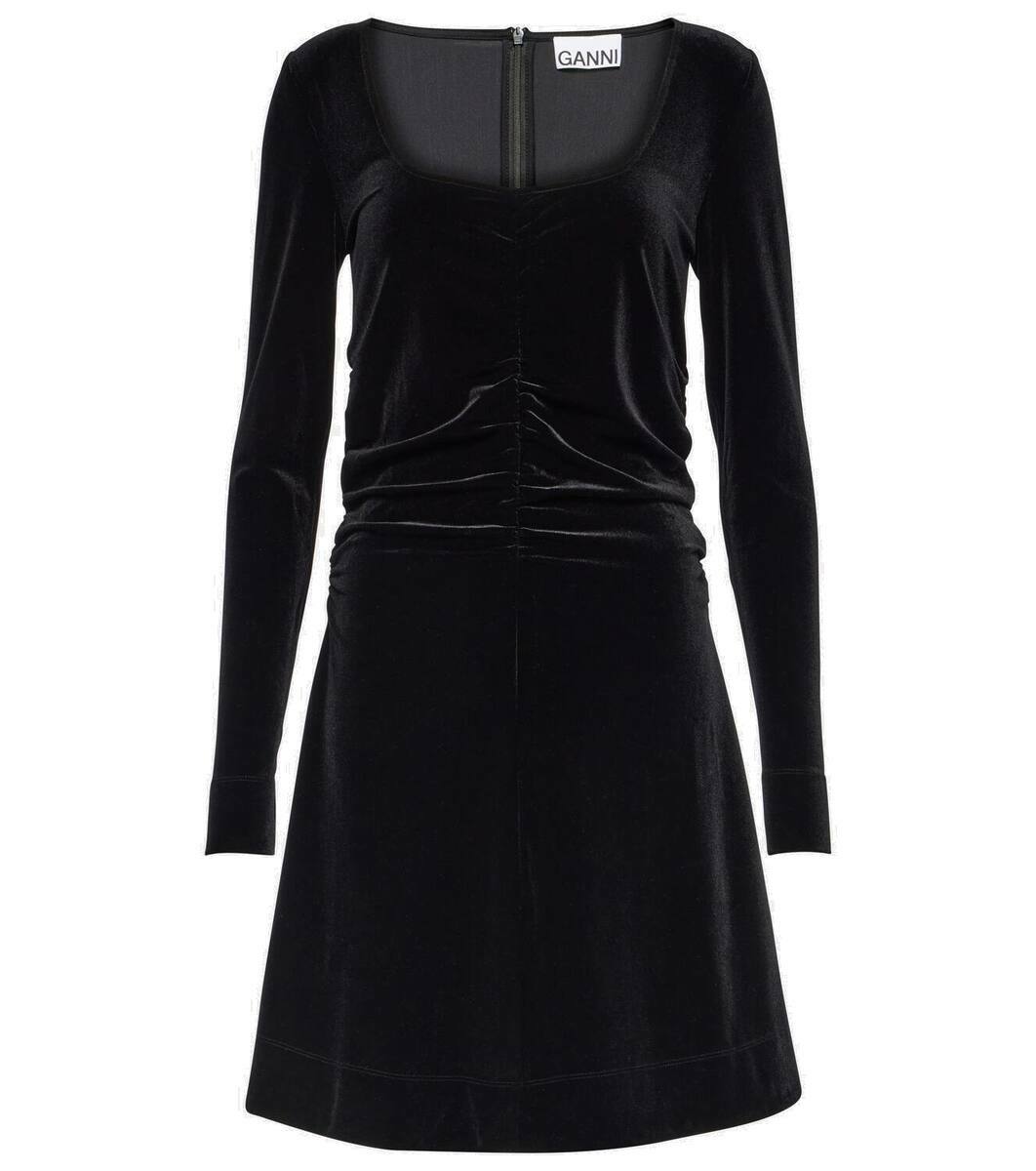 Ganni Women's Mini Velvet Dress Black main image 1