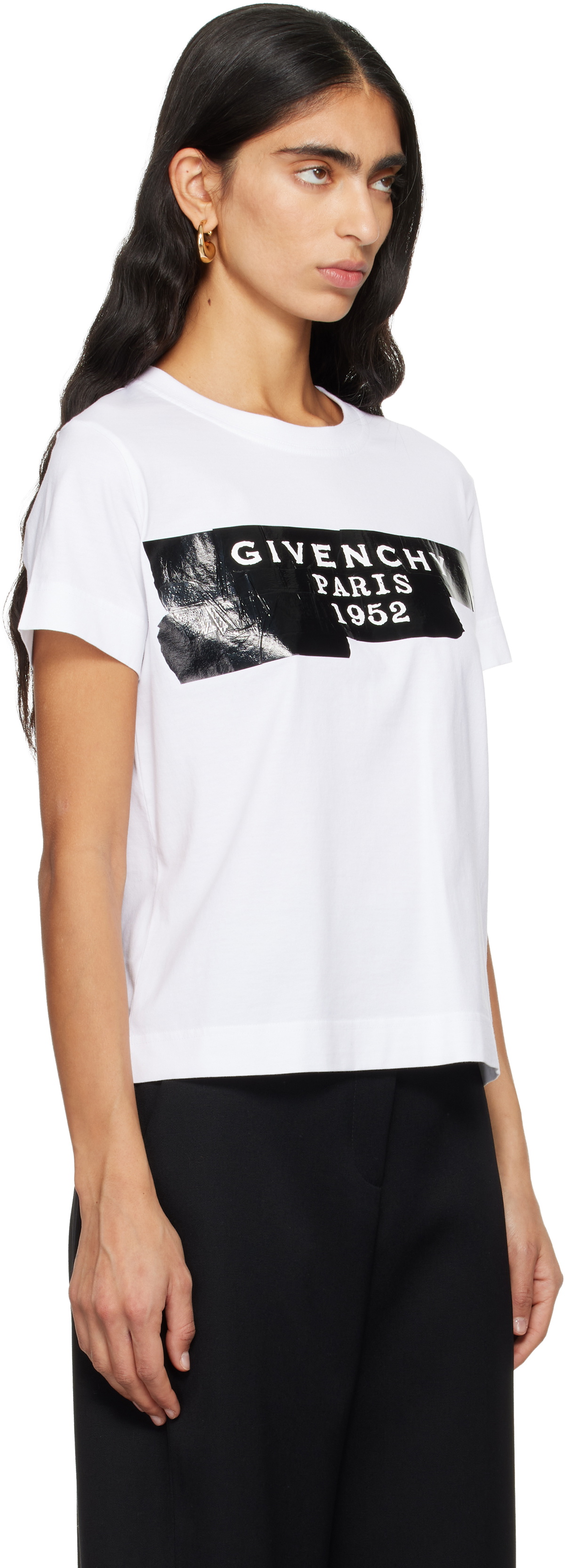 Givenchy White 'Givenchy' Tape Print T-shirt