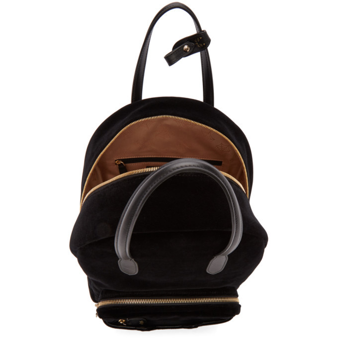 Charlotte Olympia Black Velvet Feline Backpack Charlotte Olympia
