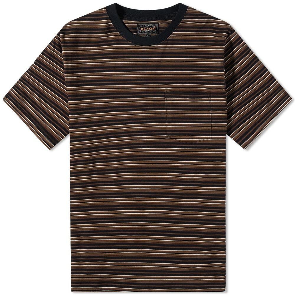 Beams Plus Men's Multi Stripe Pocket T-Shirt in Black Beams Plus