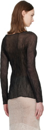 ISSEY MIYAKE Black Chiffon Twist Top