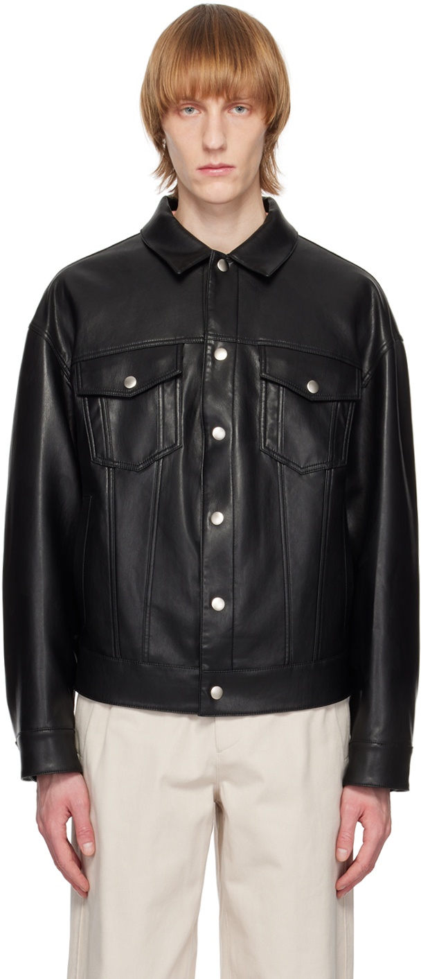 System SSENSE Exclusive Black Faux-Leather Jacket System