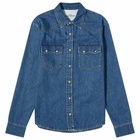 A.P.C. Men's x Natacha Ramsay Levi Western Denim Shirt in Washed Indigo