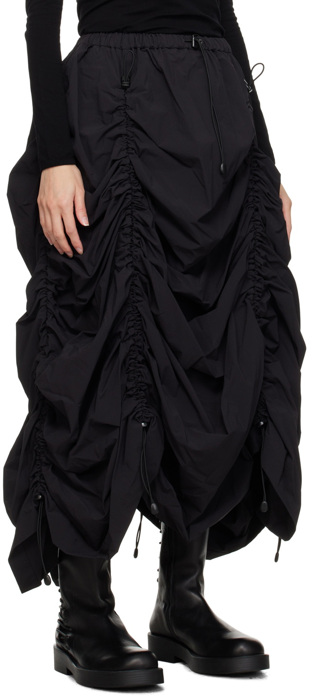 Junya Watanabe Black Gathered Midi Skirt Junya Watanabe