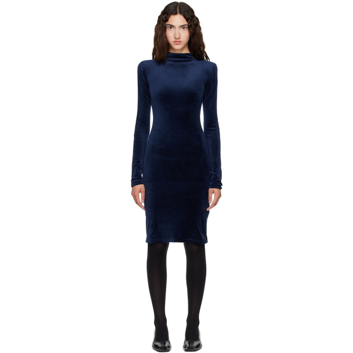 Photo: MM6 Maison Margiela Navy & Black Long Sleeve Midi Dress