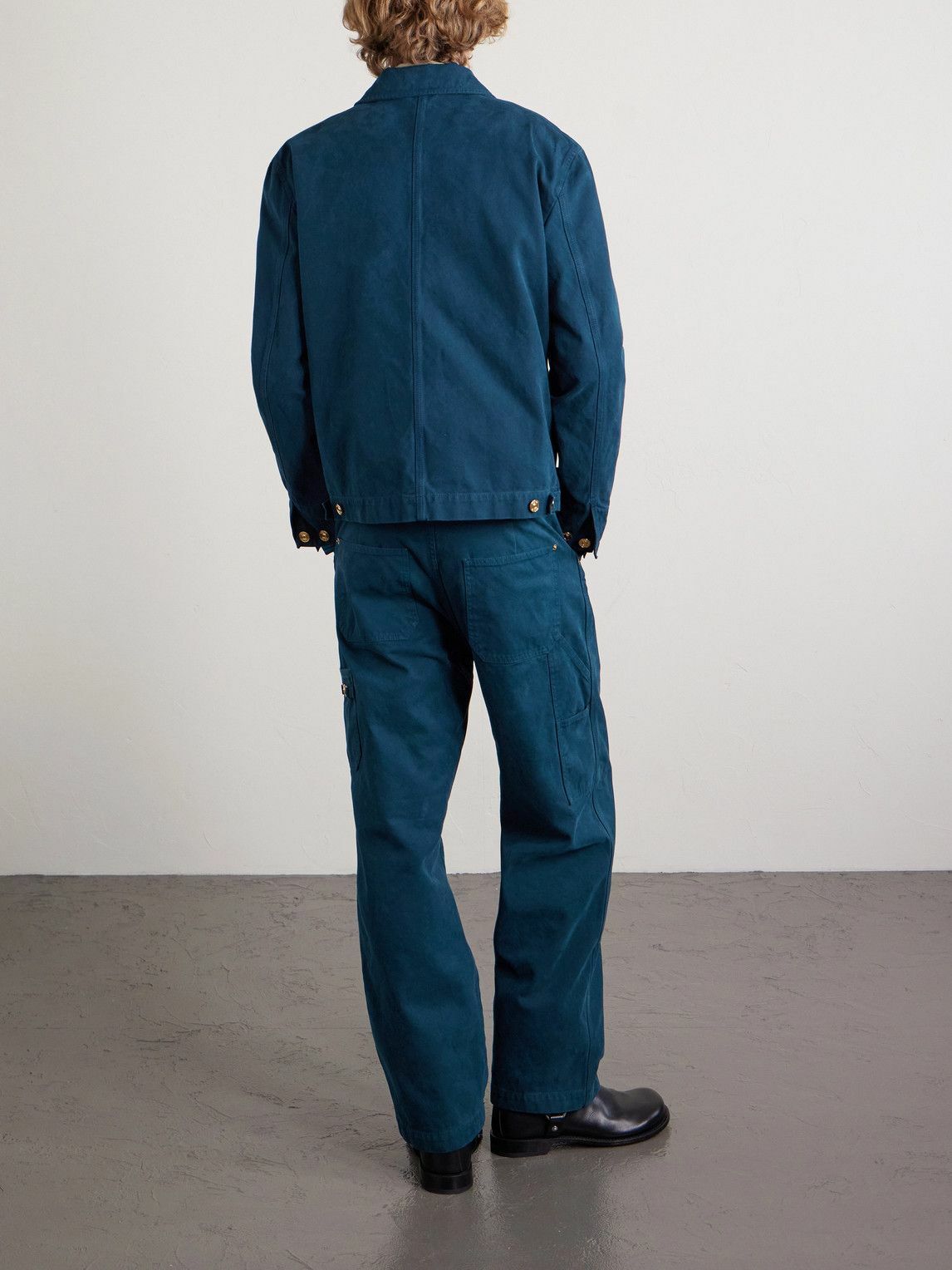 Versace - Embellished Cotton-Canvas Blouson Jacket - Blue