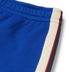 Gucci - Wide-Leg Logo Webbing-Trimmed Loopback Cotton-Jersey Shorts - Men - Blue