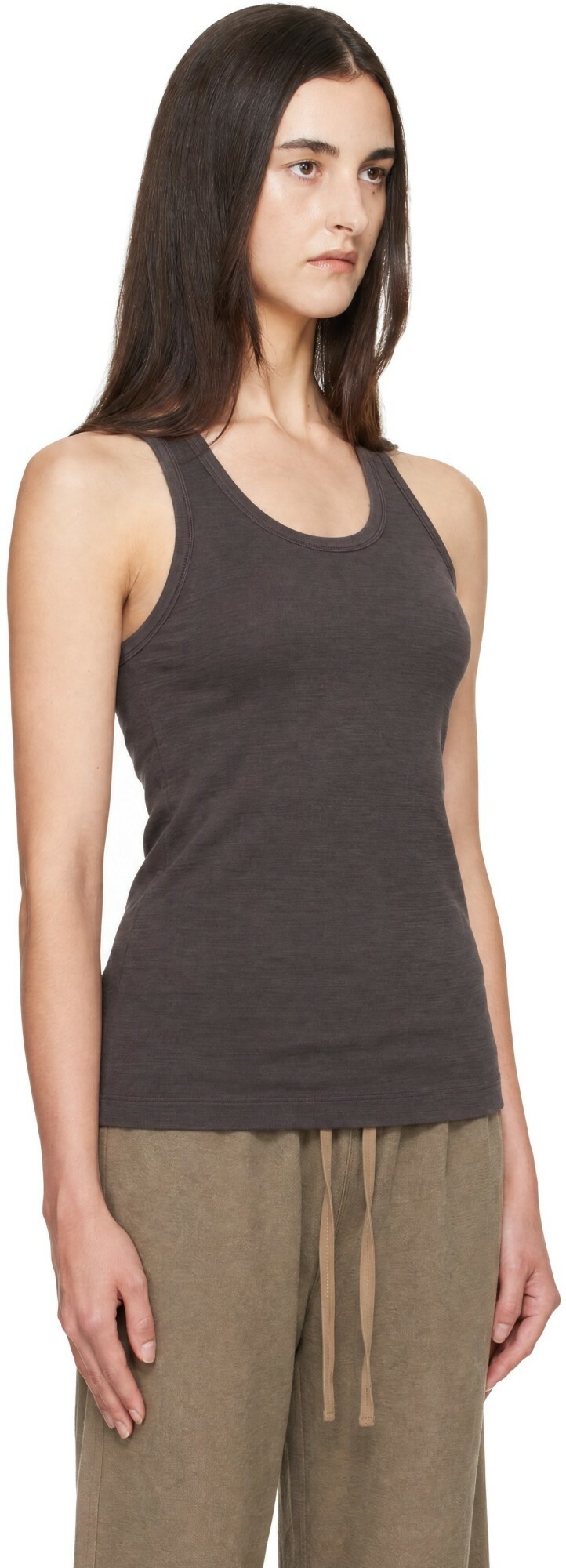 BAMBOU ROGER KWONG Gray Virgin Wool Jersey Round Neck Top
