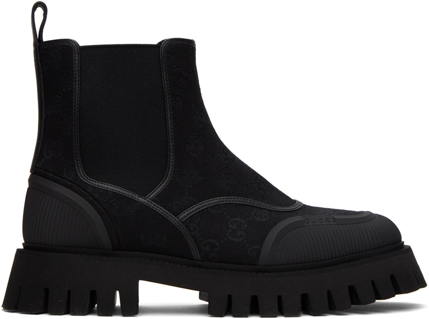 Gucci - Bonny Webbing-Trimmed Leather Chelsea Boots - Men - Black Gucci