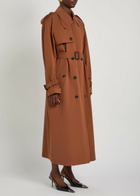 Saint Laurent Double-breasted Cotton and Silk-blend Trench Coat Moca