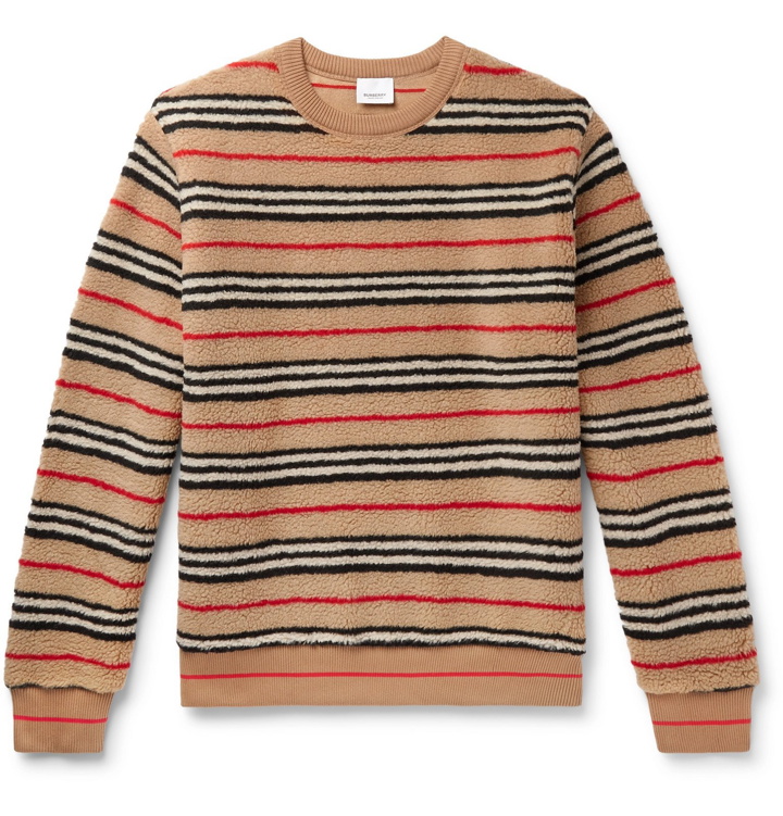 Photo: Burberry - Striped Fleece Sweatshirt - Brown