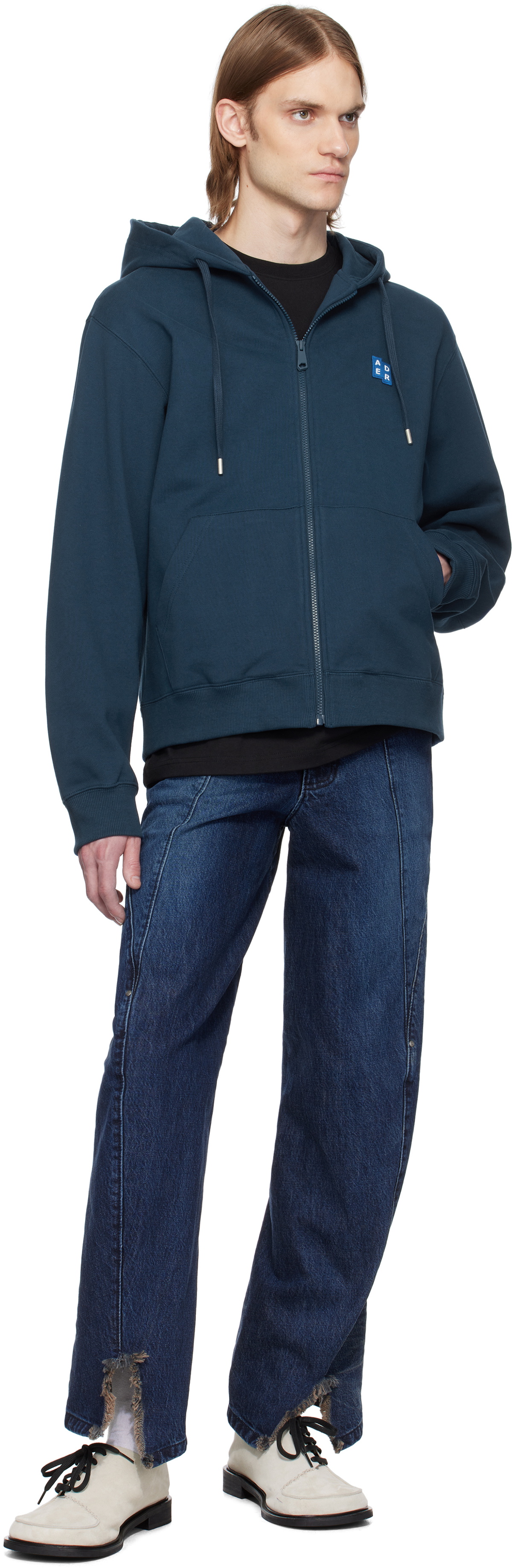 ADER error Navy Sig; TRS Tag 01 Zip-Up Hoodie