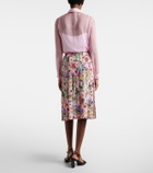 Gucci Floral pleated silk midi skirt