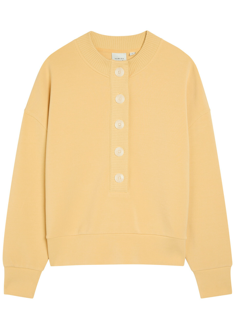 Varley Reena Button-down Stretch-jersey Sweatshirt Yellow