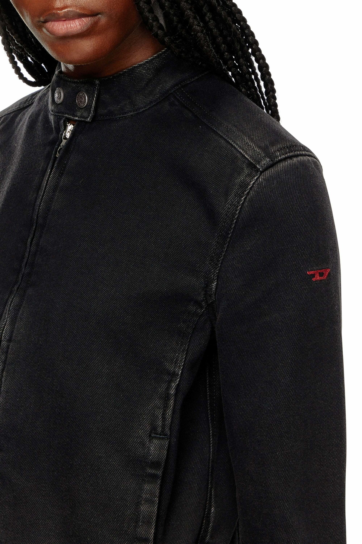 Diesel Moto jacket in denim - Denim Jackets Womens in Black