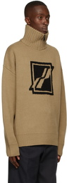 We11done Wool Square Logo Turtleneck