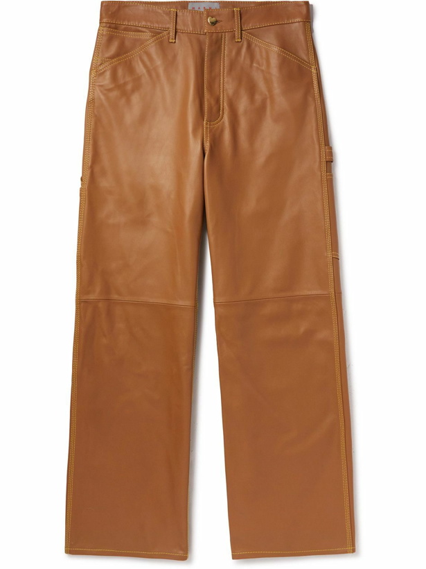 Photo: Marni - Carhartt WIP Wide-Leg Leather Trousers - Brown