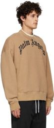 Palm Angels Beige Curved Logo Sweatshirt