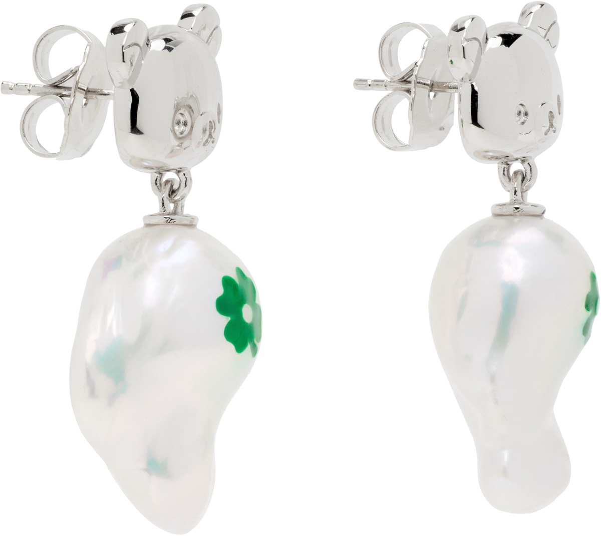 JIWINAIA Rilakkuma Edition Clover Baroque Pearl Earrings