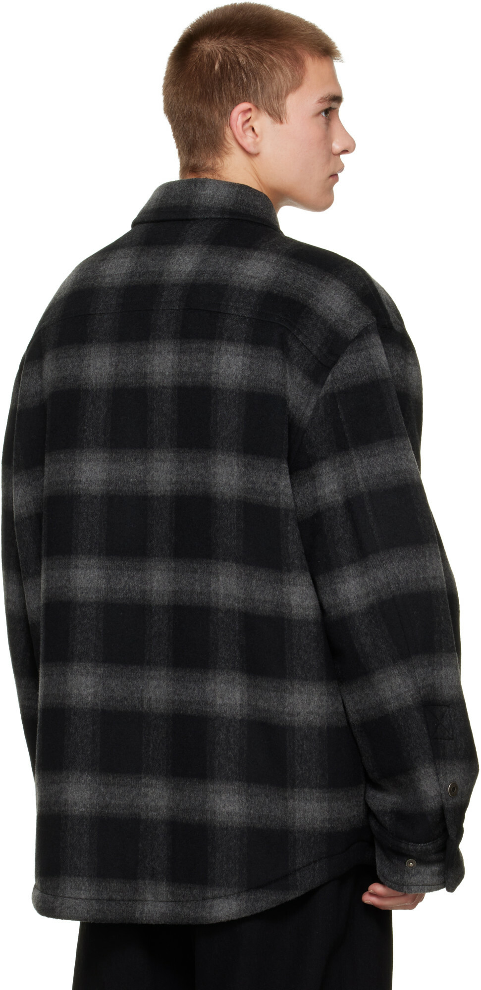 Off-White Black Flannel Wool Padded Overshirt Jacket
