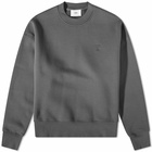 AMI Men's Brushed Fleece ADC Crew Sweat in Stone Grey