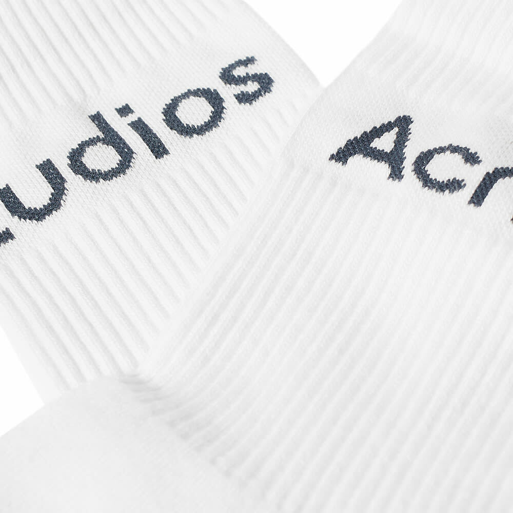Acne Studios Men's Short Rib Logo Sock in White/Charcoal
