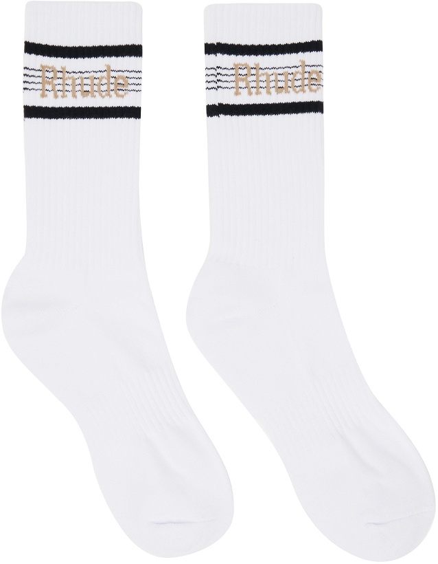 Photo: Rhude White Stripe Sport Socks