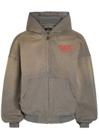 Willy Chavarria Juggernaut Hooded Embroidered Canvas Jacket Grey