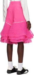 Comme des Garçons Homme Plus Pink Gabardine & Nylon Tulle Garment Treated Shorts