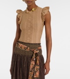 Zimmermann Aster ruffled pointelle lamé top