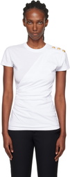 Balmain White Short-Sleeved Draped Jersey T-shirt