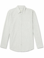 Purdey - Button-Down Collar Striped Cotton and Linen-Blend Shirt - Green