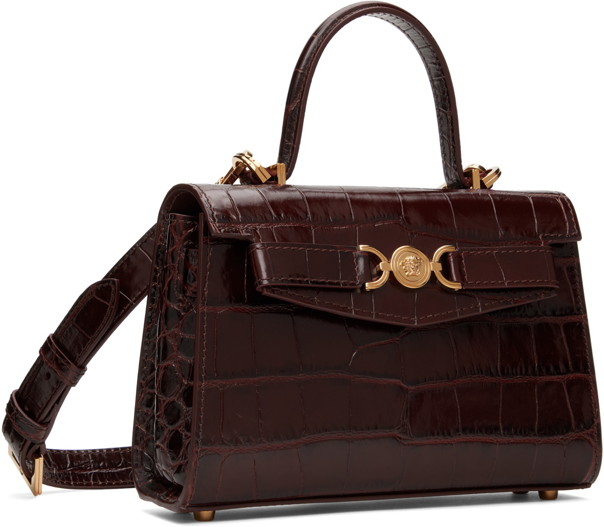 Versace Burgundy Croc-Effect Medusa '95 Small Bag Versace