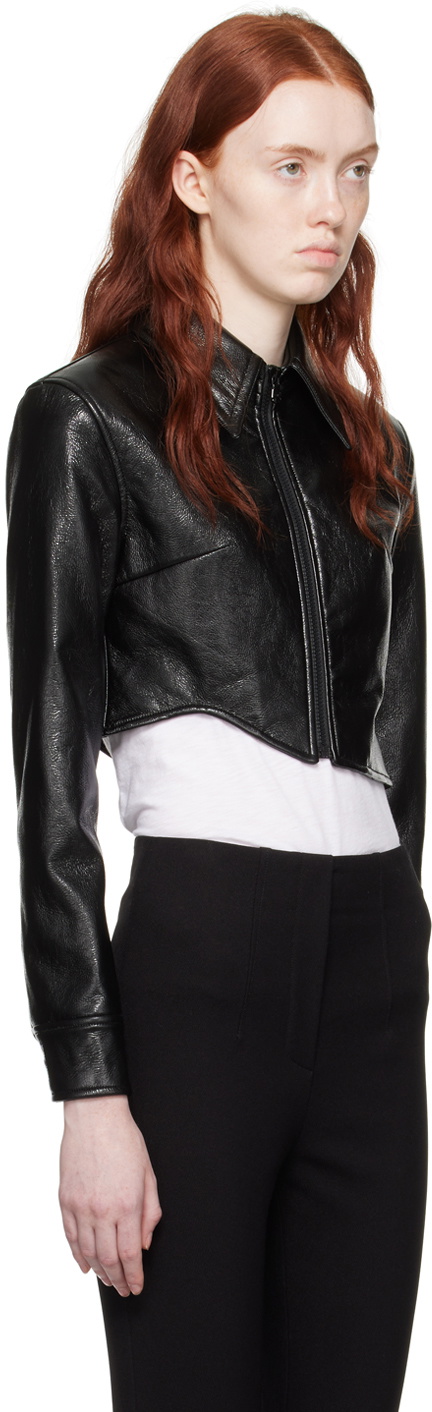 Recto Black Signature Detail Faux-Leather Jacket