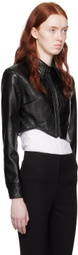 Recto Black Signature Detail Faux-Leather Jacket
