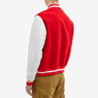 Givenchy Men's Logo Leather Varsity Jacket in White/Red