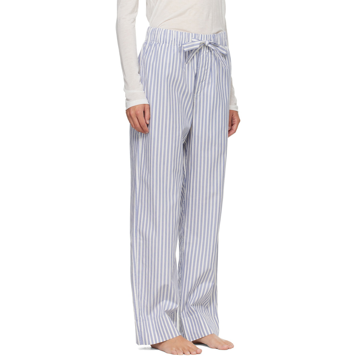 Tekla Blue & White Poplin Pyjama Pants
