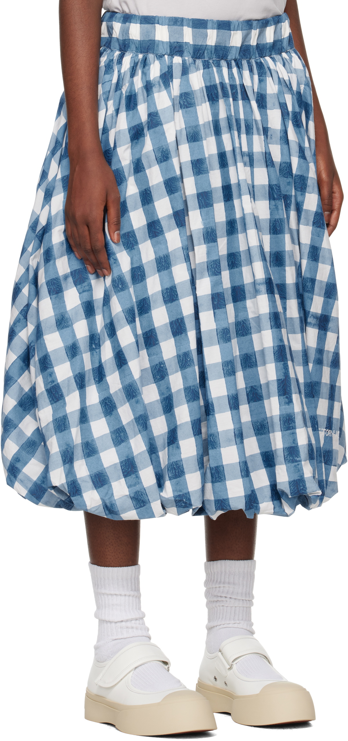 Story mfg. Blue & White Marsh Midi Skirt