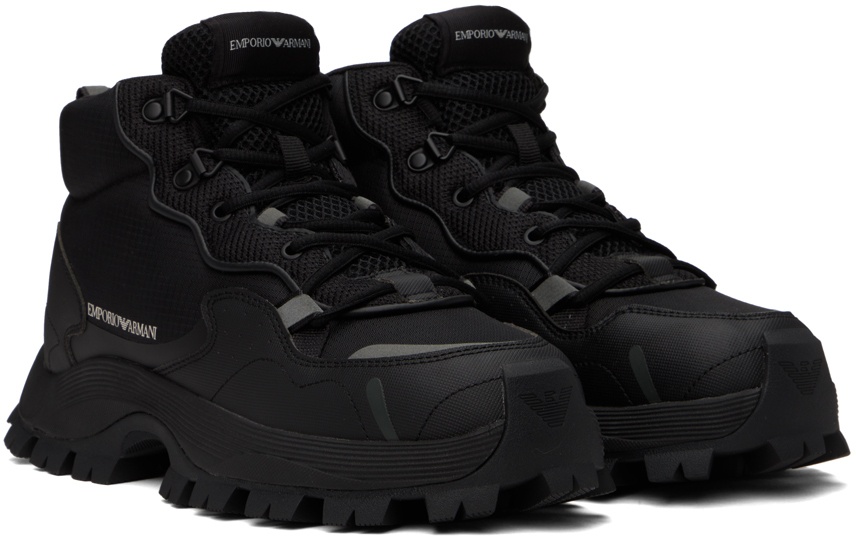 Emporio Armani Black Lugged Boots