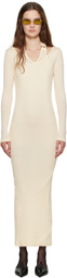 Jean Paul Gaultier Off-White Ribbed Twisted Double Layer Piercing Midi Dress