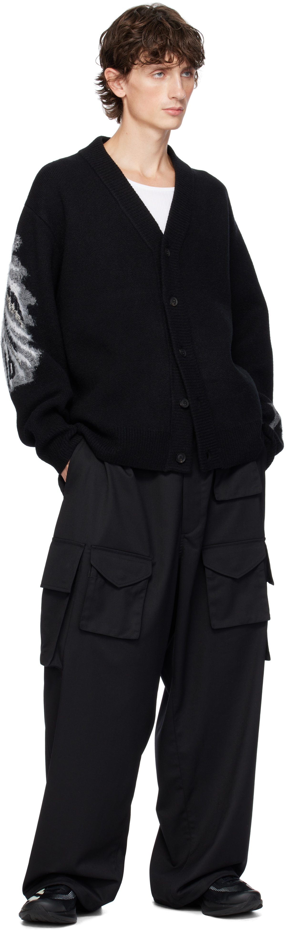 Y-3 Black Graphic Knit Cardigan Y-3